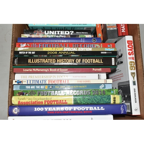 331 - TWO BOXES OF FOOTBALL INTEREST HARDBACK AND PAPERBACK BOOKS, approximately fifty six titles covering... 