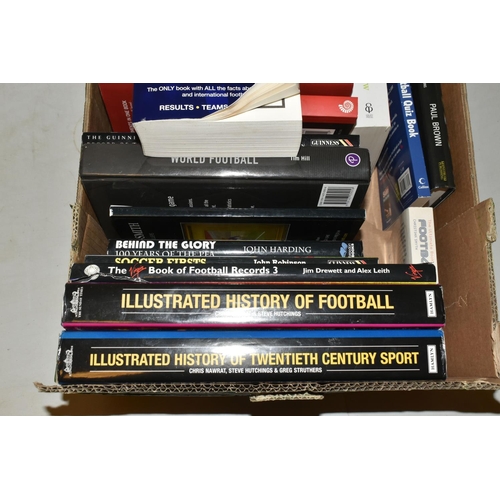 331 - TWO BOXES OF FOOTBALL INTEREST HARDBACK AND PAPERBACK BOOKS, approximately fifty six titles covering... 