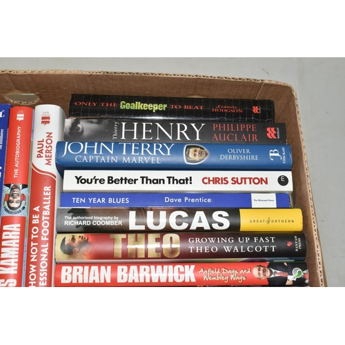 333 - THREE BOXES OF FOOTBALL INTEREST HARDBACK AND PAPERBACK BOOKS, approximately eighty five titles, mai... 