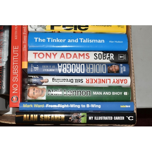 333 - THREE BOXES OF FOOTBALL INTEREST HARDBACK AND PAPERBACK BOOKS, approximately eighty five titles, mai... 