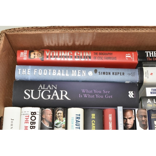 333 - THREE BOXES OF FOOTBALL INTEREST HARDBACK AND PAPERBACK BOOKS, approximately eighty five titles, mai... 