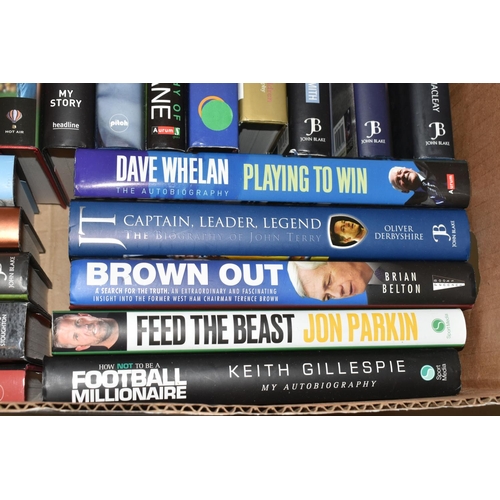 333 - THREE BOXES OF FOOTBALL INTEREST HARDBACK AND PAPERBACK BOOKS, approximately eighty five titles, mai... 