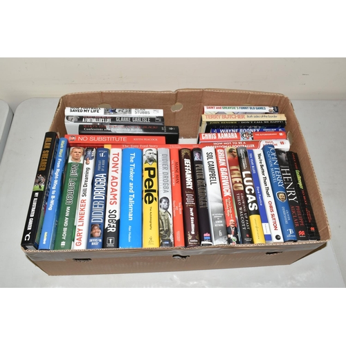 333 - THREE BOXES OF FOOTBALL INTEREST HARDBACK AND PAPERBACK BOOKS, approximately eighty five titles, mai... 