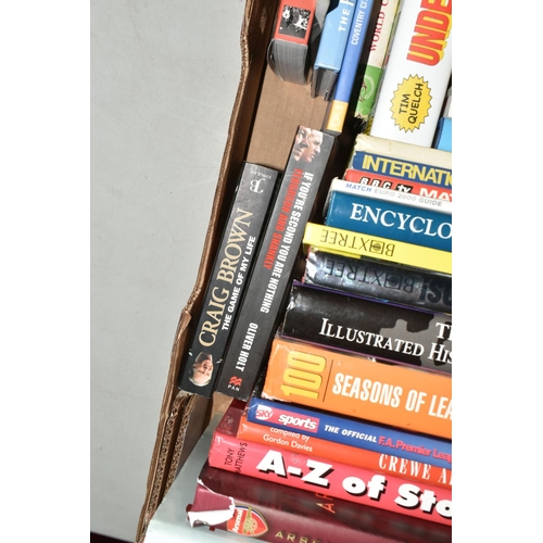 334 - TWO BOXES OF FOOTBALL INTEREST HARDBACK AND PAPERBACK BOOKS, approximately seventy two titles coveri... 