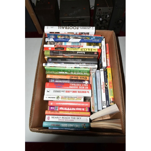 334 - TWO BOXES OF FOOTBALL INTEREST HARDBACK AND PAPERBACK BOOKS, approximately seventy two titles coveri... 