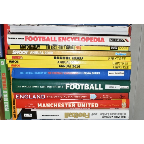 335 - TWO BOXES OF FOOTBALL INTEREST HARDBACK AND PAPERBACK BOOKS, approximately sixty nine titles coverin... 