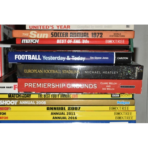 335 - TWO BOXES OF FOOTBALL INTEREST HARDBACK AND PAPERBACK BOOKS, approximately sixty nine titles coverin... 