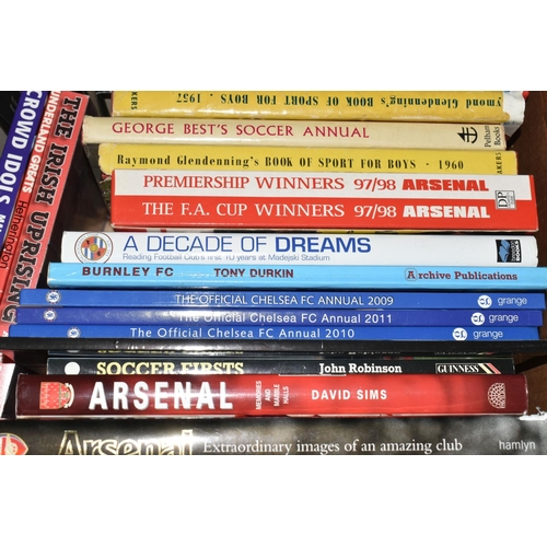 335 - TWO BOXES OF FOOTBALL INTEREST HARDBACK AND PAPERBACK BOOKS, approximately sixty nine titles coverin... 