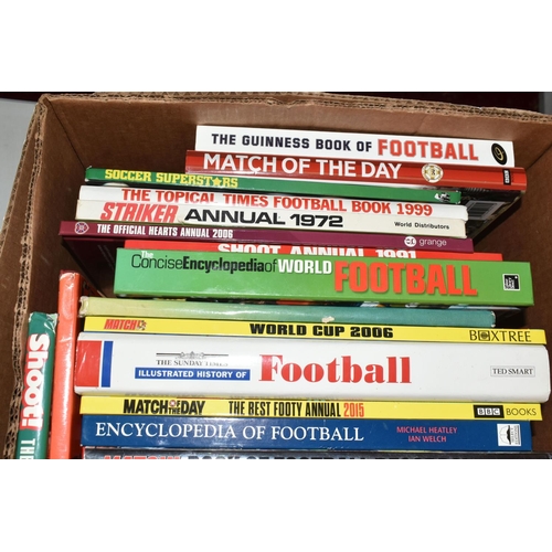 336 - TWO BOXES OF FOOTBALL INTEREST HARDBACK AND PAPERBACK BOOKS, approximately seventy titles, made up o... 