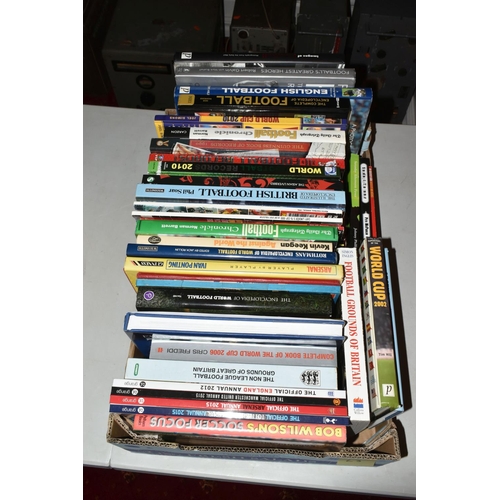 336 - TWO BOXES OF FOOTBALL INTEREST HARDBACK AND PAPERBACK BOOKS, approximately seventy titles, made up o... 