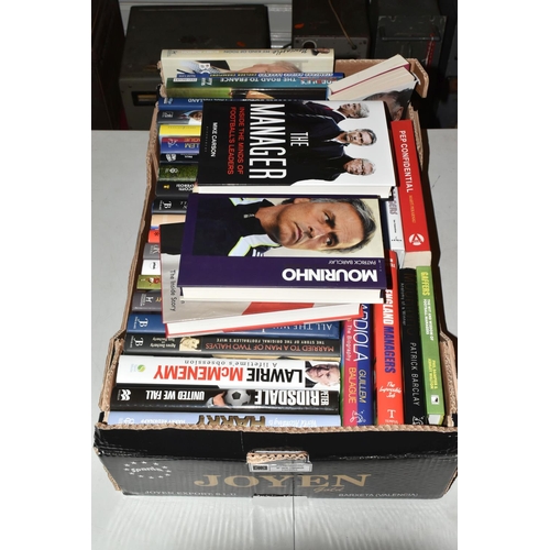 337 - THREE BOXES OF FOOTBALL INTEREST HARDBACK AND PAPERBACK BOOKS, approximately eighty eight titles, co... 