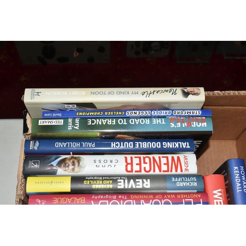 337 - THREE BOXES OF FOOTBALL INTEREST HARDBACK AND PAPERBACK BOOKS, approximately eighty eight titles, co... 