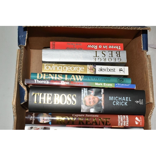 337 - THREE BOXES OF FOOTBALL INTEREST HARDBACK AND PAPERBACK BOOKS, approximately eighty eight titles, co... 