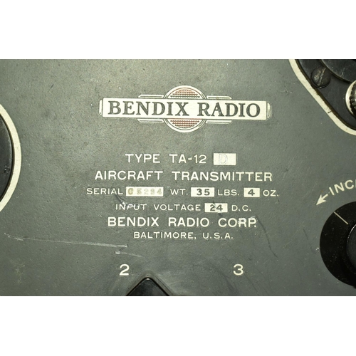 374 - A BENDIX RADIO TYPE TA-12 AIRCRAFT TRANSMITTER, serial C5294, stated weight 34lbs 4oz, input voltage... 