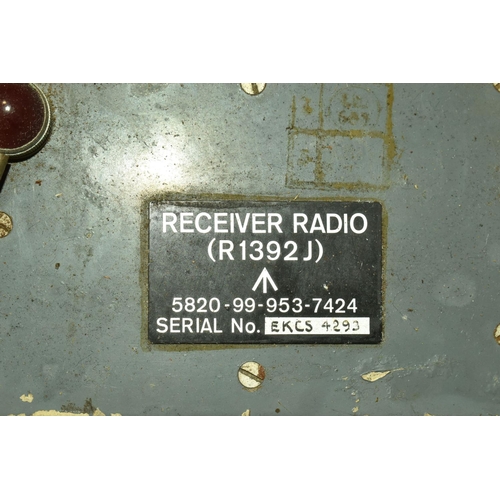 377 - A MILITARY R1392J RECEIVER RADIO, numbered 5820-99-953-7424, serial number EKCS 4294, dials move as ... 