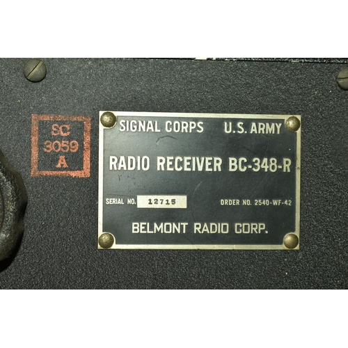 385 - A US ARMY SIGNAL CORPS RADIO RECEIVER, numbered BC-348-R, serial number 12715, order number 2541-WF-... 