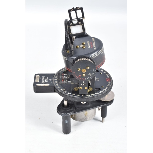 402 - A CASED MILITARY AEROPLANE BOMBSIGHT AND ASTRO COMPASS, the bombsight is type PS and the astro compa... 