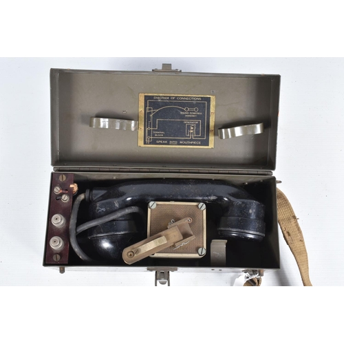 407 - TWO CASED FIELD TELEPHONES, both Patt. 13152, telephone MFG. Co. Ltd, London 1945, both include tele... 