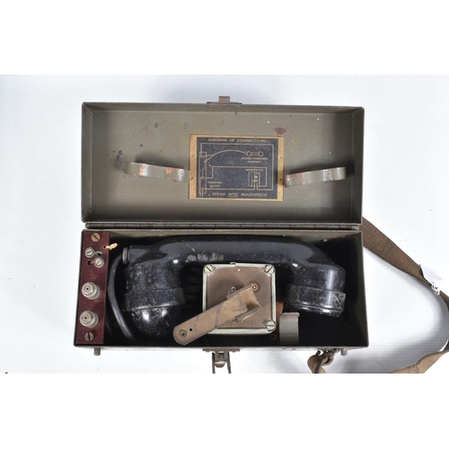 407 - TWO CASED FIELD TELEPHONES, both Patt. 13152, telephone MFG. Co. Ltd, London 1945, both include tele... 