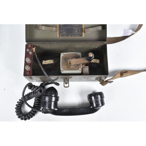 407 - TWO CASED FIELD TELEPHONES, both Patt. 13152, telephone MFG. Co. Ltd, London 1945, both include tele... 