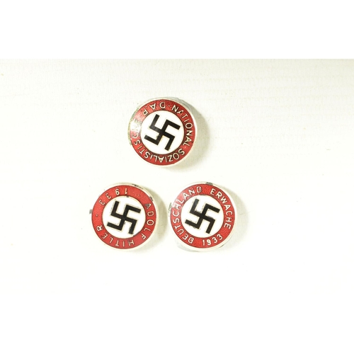 426 - A MIXED COLLECTION OF GERMAN PIN BADGES, to include a Waffen SS Viking ship pin, a gold NSDAP member... 