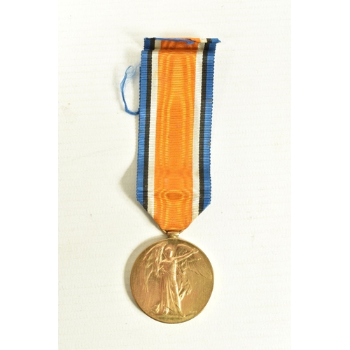 428 - A PAIR OF WWI MEDALS WITH RIBBONS, the medals are correctly named to M-320966 PVT J DUDLEY A.S.C, pr... 