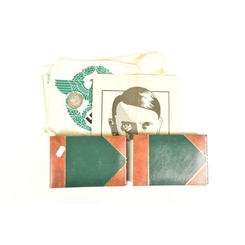 432 - A COLLECTION OF GERMAN POSTCARDS AND A WHITE METAL ADOLF HITLER 50TH BIRTHDAY MEDAL, the postcards c... 