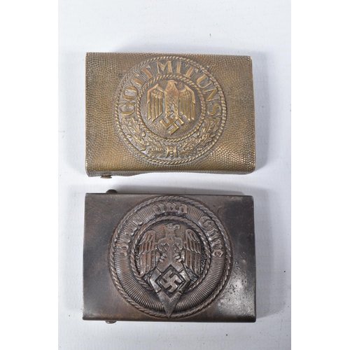 447 - FOUR GERMAN UNIFROM BELT BUCKLES, these include an Army NCO's buckle that has a hammered finish and ... 