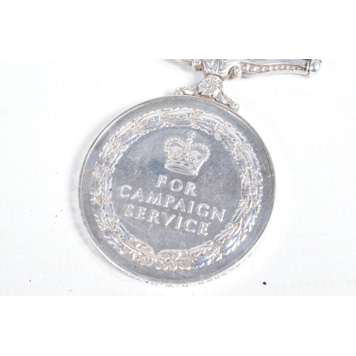 450 - A QEII CAMPAIGN SERVICE MEDAL WITH BORNEO CLASP AWARD TO A MEMBER OF THE ROYAL NAVY, it is name to K... 