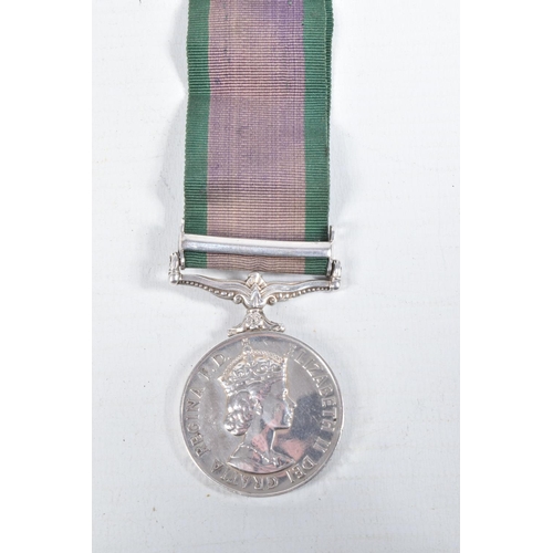 450 - A QEII CAMPAIGN SERVICE MEDAL WITH BORNEO CLASP AWARD TO A MEMBER OF THE ROYAL NAVY, it is name to K... 