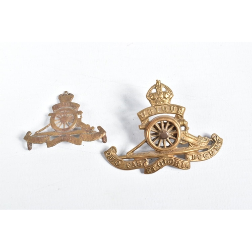 452 - A SMALL AMOUNT OF CAP BADGES FROM DIFFERENT ERAS, to include RAF, a distressed RA badge, REME, a sta... 