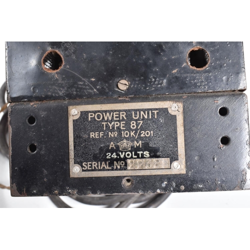 455 - A TYPE 87 POWER UNIT FOR A SPITFIRE AND A BOX OF VARIOUS VINTAGE POWER SWITCHES, the power unit was ... 