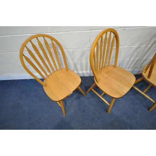 1207 - A SET OF FOUR BEECH CHAIRS (condition report: some surface marks, rickety frames, other signs of usa... 