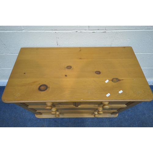 1212 - A PINE CHEST OF TWO SHORT OVER TWO LONG DRAWERS, width 92cm x depth 46cm x height 72cm (condition re... 