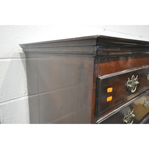 1306 - A GEORGIAN MAHOGANY TALL CHEST OF SEVEN GRADUATED DRAWERS, on bracket feet, width 86cm x depth 50cm ... 