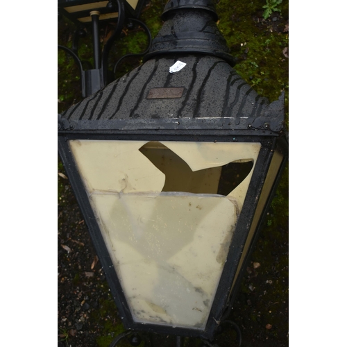 1002 - A PAIR OF VICTORIAN STYLE STREET LANTERNS, labelled Urbis, four tapered sides, and Perspex panels, 4... 