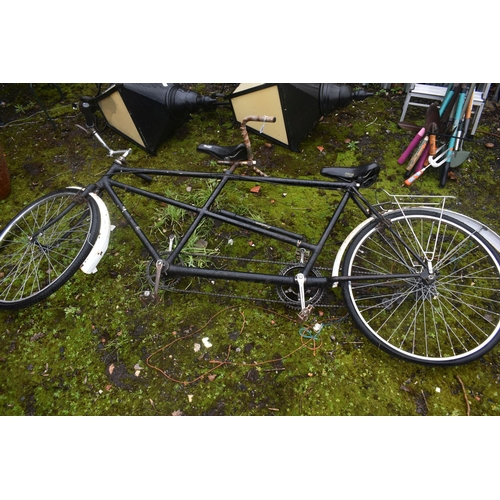 1007 - A VINTAGE CINELLI TANDEM BICYCLE, black 21 inch frame, 60cm wheel diameter, label to handlebar (cond... 