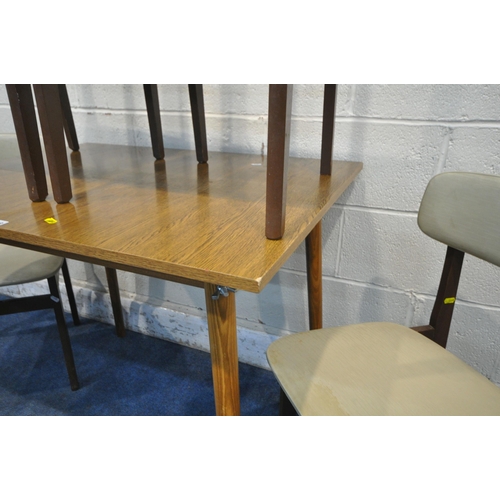 1268 - AN OAK EFFECT RECTANGULAR TABLE, on cylindrical tapered legs, length 90cm x depth 68cm x height 75cm... 