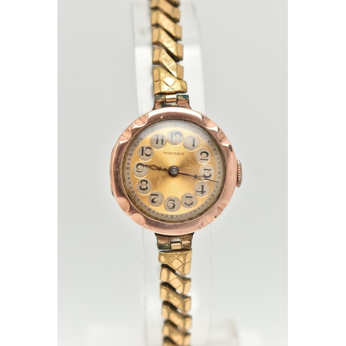 37 - TWO EARLY TO MID 20TH CENTURY LADIES 9CT GOLD WRISTWATCHES, the first manual wind, round silver engi... 