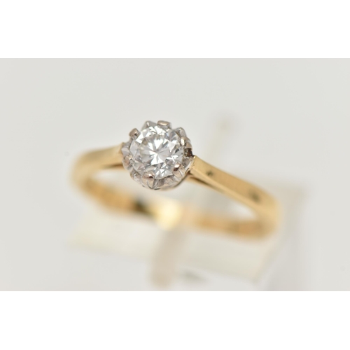 57 - AN 18CT GOLD SINGLE STONE DIAMOND RING, the brilliant cut diamond within a six claw setting to the p... 