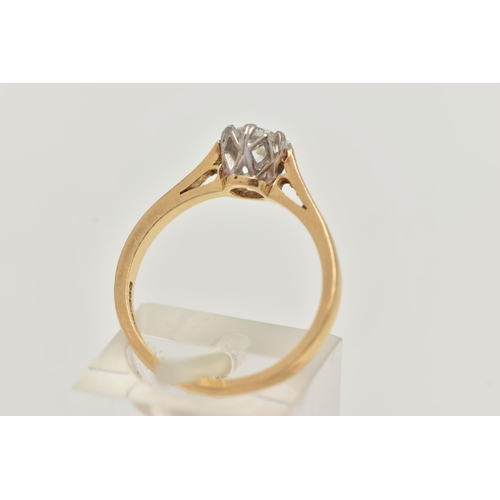 57 - AN 18CT GOLD SINGLE STONE DIAMOND RING, the brilliant cut diamond within a six claw setting to the p... 