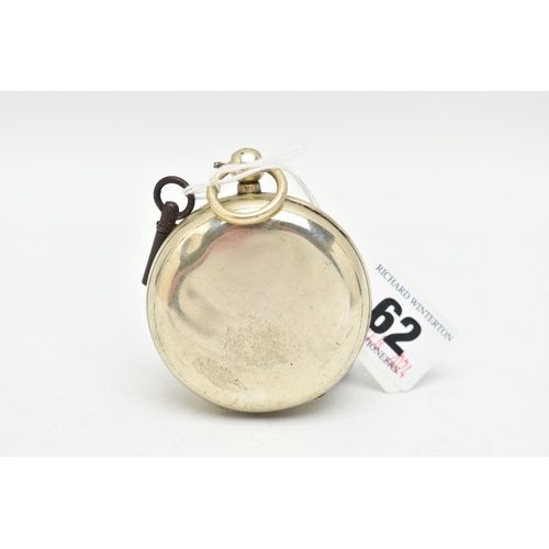 62 - A 'SKARRATT & CO' OPEN FACE POCKET WATCH, base metal, open face, key wound pocket watch, round white... 