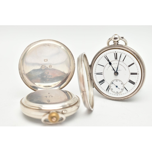 64 - TWO SILVER OPEN FACE POCKET WATCHES, the first a key wound 'J.Langdon & Co London, Demi Chronometer'... 