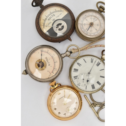 69 - A SELECTION OF POCKET WATCHES, to include a manual wind, open face 'Ingersoll' gold plated watch, in... 