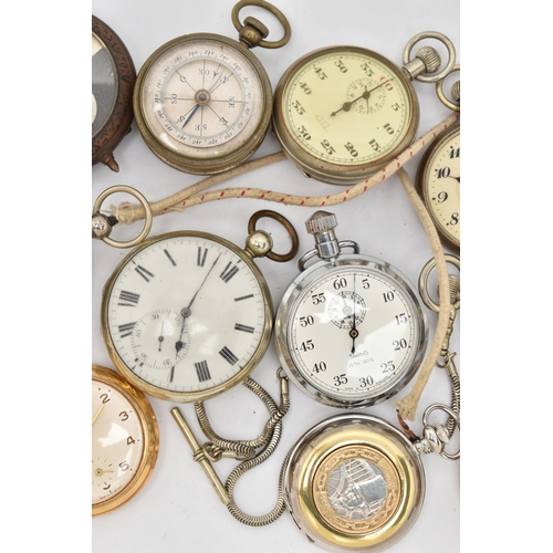 69 - A SELECTION OF POCKET WATCHES, to include a manual wind, open face 'Ingersoll' gold plated watch, in... 