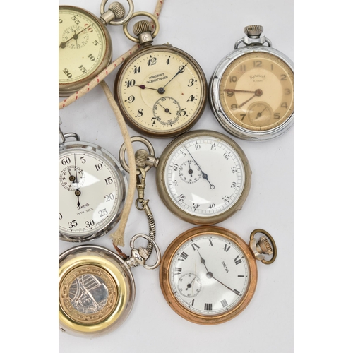 69 - A SELECTION OF POCKET WATCHES, to include a manual wind, open face 'Ingersoll' gold plated watch, in... 