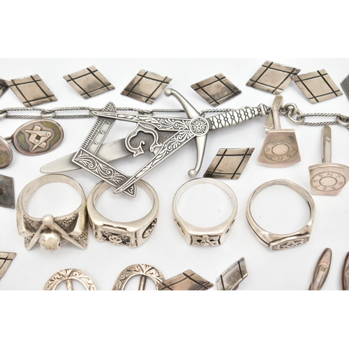 79 - ASSORTED SILVER AND WHITE METAL ITEMS, to include a  pair of early 20th century silver shoe buckles,... 