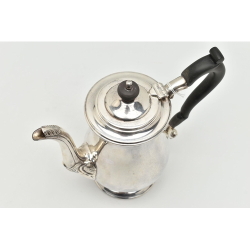 103 - AN ELIZABETH II SILVER TEAPOT, polished bell shape, shell pattern to the base of the spout, hinged c... 