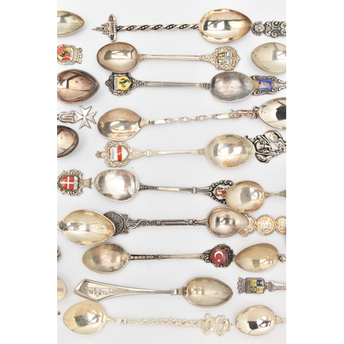 108 - ASSORTED COLLECTABLE CONTINETAL TEASPOONS, assorted spoons with marks to include 925, 800, 900, Ster... 