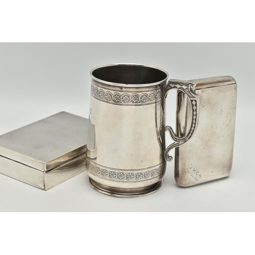 110 - THREE ITEMS OF SILVER, to include a polished cigar case, personal engraving reads 'J.H.C.H 21ST Aug ... 